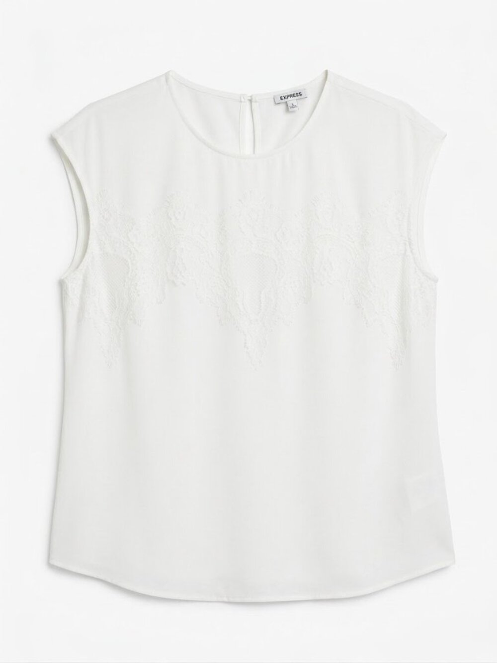 Express White Lace Applique Cap Sleeve Blouse Shell Top XS